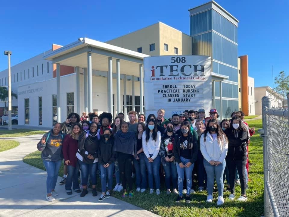 Moore Haven Middle-High School students tour Immokalee Technical College campus.